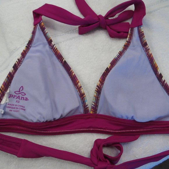 prAna Bikini Top Sz XS String Tie Striped - Picture 6 of 7
